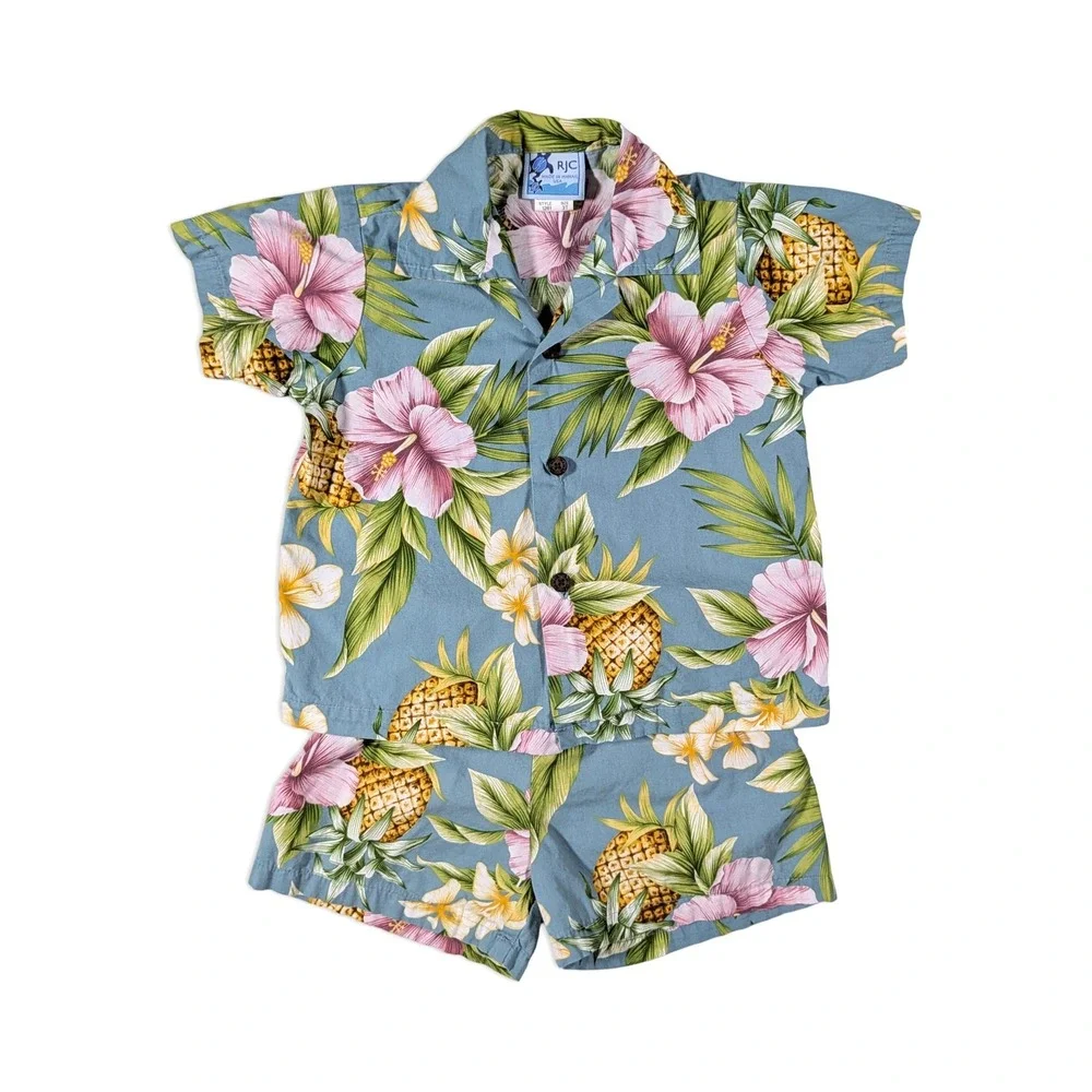 RJC 2 Piece Boy's Hawaiian Vacation Outfit - Shirt & Shorts Made In Hawaii 3T
